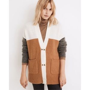 Madewell Allston Double-Button Cardigan Sweater in Colorblock